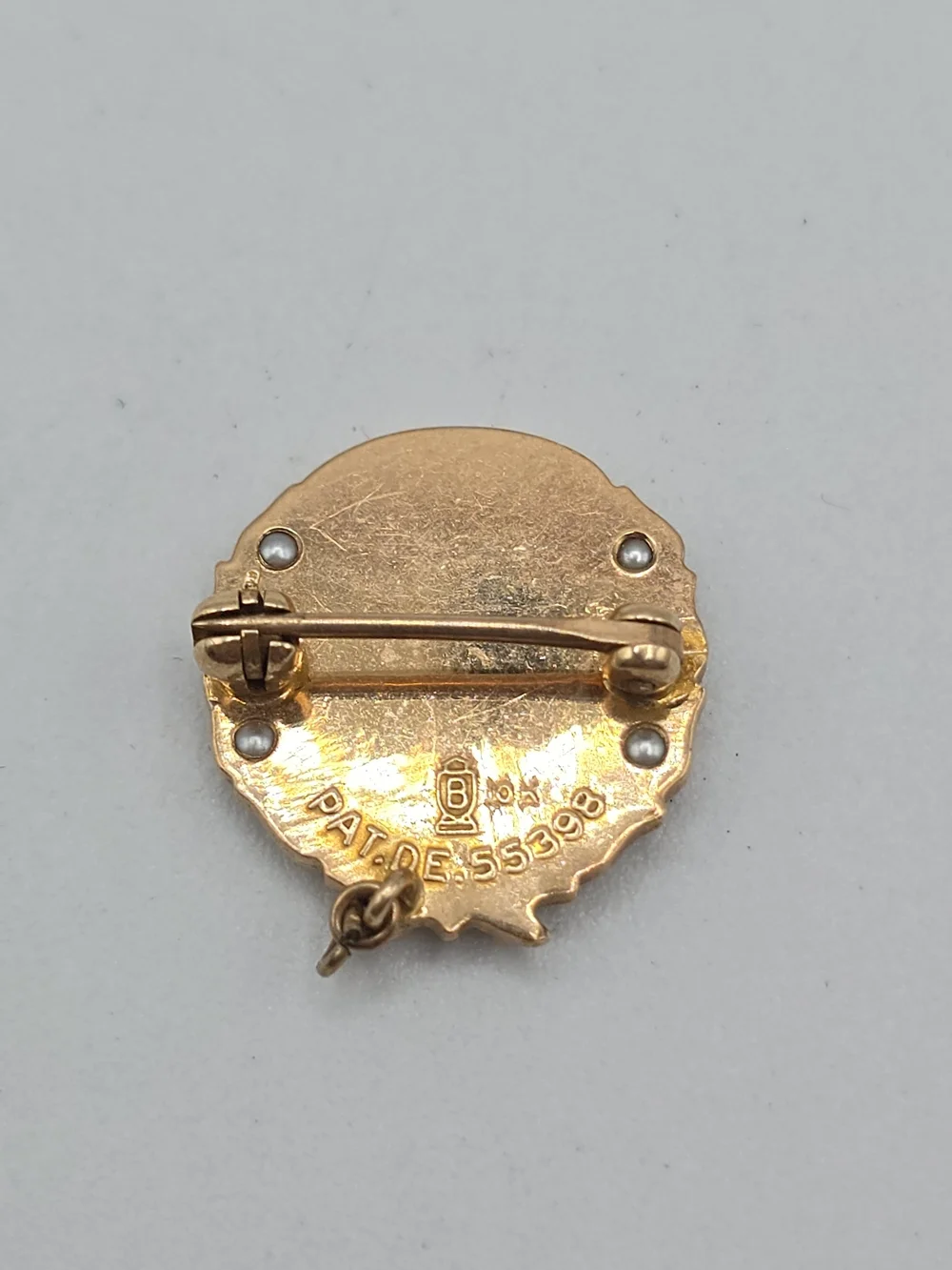 American Legion Auxiliary 10K Yellow Gold Seed Pearl Past President Pin 4g READ